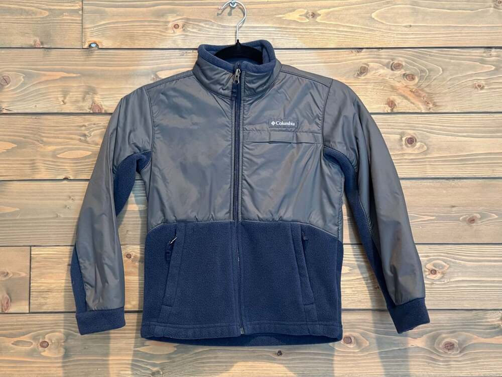 Columbia Boys' Steens Mountain Overlay Fleece Jacket Size Small Navy Gray